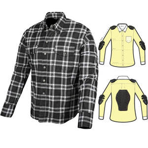 Chemise de protection en flanelle doublure en aramide Kevlar à carreaux rouge et noir avec armure CE chemise de sécurité à manches longues pour moto OEM - Product Image 1