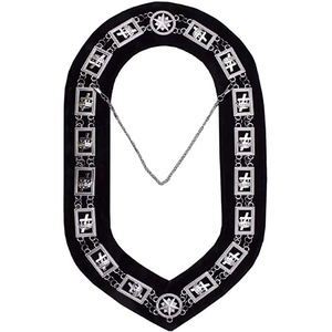 Custom Blue Masonic Collar Embroidered Silver Trim Rhinestone Decoration Classical Design Metal Badge with Safety <b>Pin</b> - Product Image 2