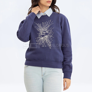 เสื้อสเวตเชิ้ตผ้าคอตตอนคุณภาพสูง 100% คอกลม พิมพ์ลายลำลอง สำหรับผู้หญิง ปี 2025 พร้อมโลโก้สั่งทำด้านหน้า สำหรับฤดูหนาว - Product Image 4
