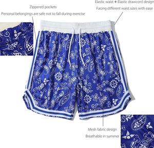 Pantalones cortos deportivos con estampado de Cachemira para hombre, Shorts deportivos informales de secado rápido, de malla transpirable, para baloncesto y verano - Product Image 6