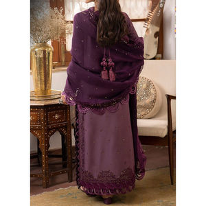 ชุดชาลวาร์ คามีซ ผ้าเนื้อหญ้าและขนสัตว์สำหรับผู้หญิง พร้อมผ้าคลุมไหล่ สำหรับใส่ลำลองและงานปาร์ตี้ บริการ OEM - Product Image 2