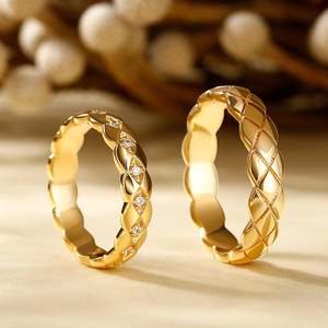 Jeulia Eternal Promise Geometric Sterling Silver Couple Rings Rose Gold Plated - Product Image 6