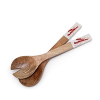 Élégant en bois émail salade serveur ensemble élégant maison Restaurant vaisselle décoration couverts pour les mariages