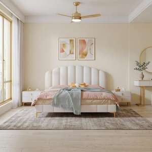 Cama con Almacenamiento Elevable, Moderna y Minimalista, Directo de Fábrica, Estructura de Madera Sólida, Tapizada en Cuero PU, Tamaño Completo, para Habitación de Adolescentes - Product Image 1