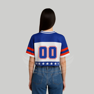 Nueva Camiseta Deportiva Corta de Malla para Mujer, Estilo Jersey de Fútbol, Cuello en V, Sublimada, Holgada y Cuadrada, de Alta Calidad - Product Image 4