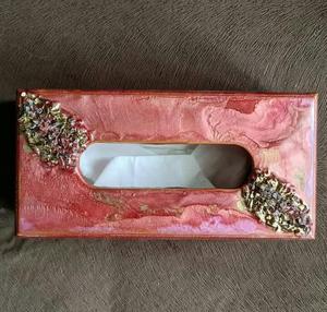 Belle boîte porte-papier de soie en bois imprimé en résine rose pour salle à manger cuisine chambre commodes et décor à la maison/boîte à serviettes - Product Image 1