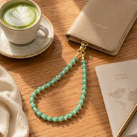 Cordon de lunettes en perles vert jade fait main, lanière de masque, porte-badge, porte-clés, cordon de téléphone minimaliste, accessoires perlés, cadeau