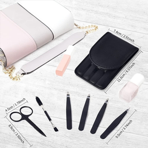 Pinzas para cejas de pestañas resistentes al ácido de acero inoxidable curvo de alta calidad, herramientas de belleza de agarre cómodo para Manual de pestañas - Product Image 5