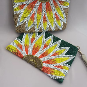 Nuevo Bolso de Mano Clásico de Algodón con Cuentas Cruzadas para Mujer, con Tejido de Perlas para Fiestas - Product Image 1