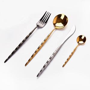 High Quality Luxury Hotel Wedding Flatware Utensil Set Unique Design Stainless Steel Silver & <b>Gold</b> <b>Mirror</b> Polished Flatware - Product Image 1