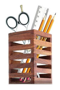 Porte-stylo en bois marron organisateur de vaisselle et porte-crayon marqueur pour la décoration de table de bureau à domicile en gros - Product Image 3