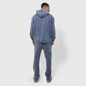 Survêtement en molleton délavé à l'acide pour hommes, style hip-hop d'hiver, 100% coton, écologique, léger, séchage rapide, impression de logo personnalisée, service OEM - Product Image 2