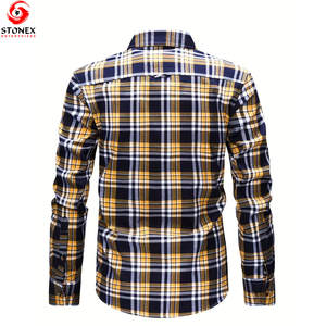 Camisas de Franela a Cuadros para Hombre, Hechas a Medida, de Algodón Transpirable, Estilo Urbano, con Cuello de Botones, Camisa de Moda Personalizada para Hombre - Product Image 2