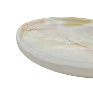 Bandeja Redonda de Mármol de Ónix Blanco Natural, Bandeja Decorativa de Mármol de Piedra de Ónix para Servir - Product Image 2