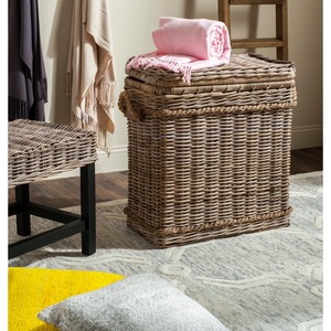 Rattan floor-standing <b>basket</b> with <b>rope</b> handles Handmade <b>Storage</b> <b>Basket</b> Wholesale eco-friendly Made in Viet Nam - Product Image 4