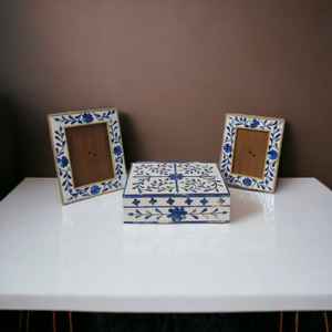 Wholesale Blue & White Enameled mango <b>Wood</b> <b>Box</b> Hand-crafted for Promotional & Business <b>Gifts</b> Home Decor Tabletop Jewellary <b>Box</b> - Product Image 2