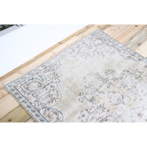 Tapis vintage 4,1x7,7 pieds, tapis turc, tapis en laine vert et marron à motifs floraux - Product Image 5