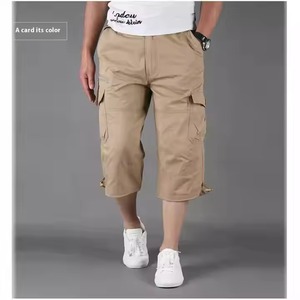 Shorts cargo mi-longs pour hommes, couleur unie, coupe ample, design multi-poches, fermeture éclair, polyester/coton, séchage rapide, respirant pour - Product Image 2