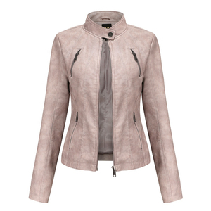 Chaqueta de Cuero con Cremallera de Manga Larga, Fabricante Personalizado al por Mayor, Venta Directa de Fábrica, Chaquetas de Cuero para Mujer - Product Image 2