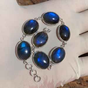 Bracelet en labradorite bleue, argent sterling, pierres précieuses, fait main, bijoux de mode uniques, cadeau pour femmes et hommes - Product Image 5