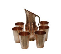 Carafe à eau en cuivre pur écologique de haute qualité avec poignée en laiton, forme/taille personnalisable, couvercle, design artistique moderne et unique, sans BPA