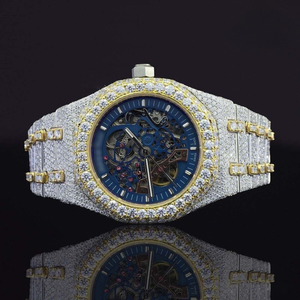 Premium Moissanite <b>Watch</b> with <b>Skeleton</b> Dial Diamond Look Water Resistant Iced <b>Watch</b> Waterproof Accessory <b>for</b> <b>Men</b> - Product Image 1