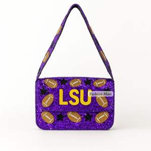 Bolso de lentejuelas hecho a mano LSU a la moda, bolso cruzado con cuentas para eventos deportivos y portones traseros - Product Image 1