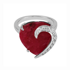 Anillo de Plata de Ley 925 con Diseño Único, Ónix Rojo en Forma de Corazón, Zirconia y Piedras Multicolores con Engaste de Garras para Boda o Fiesta - Product Image 2