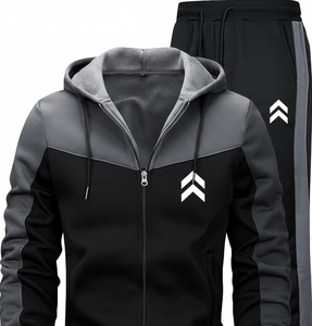 Conjuntos Deportivos de Invierno para Hombre, Corte Regular, con Capucha, Color Sólido |   Color del Logotipo Personalizado |   Forro de Felpa 100% Algodón |   Transpirable y Antibacteriano - Product Image 3