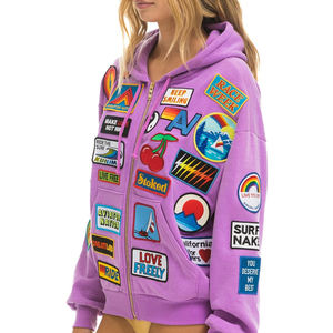 Custom Patch Embroidery Winter <b>Hoodie</b> OEM Manufacturer Heavy Cotton Fleece Unisex <b>Stitched</b> Patches Breathable Eco-Friendly - Product Image 3