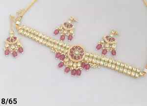 Diseño de flores impresionante hecho a mano Zirconia cúbica moda india gargantilla joyería collar con pendiente y Mangtika conjunto para mujer - Product Image 2