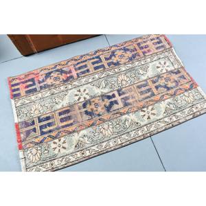 Alfombra Turca Vintage Pequeña de 2.5x4 pies, Alfombra Azul Sólida de Lana - Product Image 2