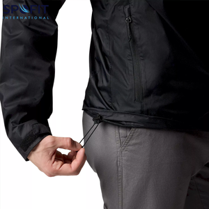Chaqueta de lluvia Bomber ligera transpirable con capucha para hombres impermeable al aire libre a prueba de viento con puños ajustables diseño empacable - Product Image 6