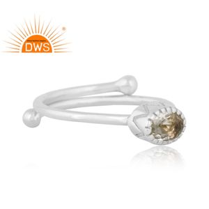 Best Selling Fine Sterling Silver Natural <b>Green</b> Amethyst Gemstone Stackable Ring Custom <b>Jewelry</b> Manufacturer - Product Image 2