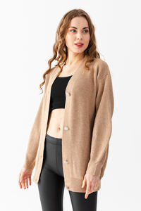 <b>Women's</b> Knitwear <b>Oversize</b> <b>Cardigan</b> Button Detail High Quality Breathable Customizable OEM Service - Product Image 6