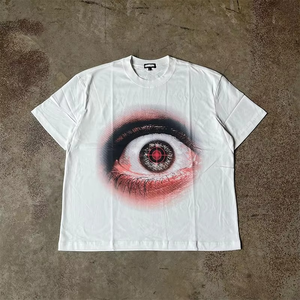 Camiseta con estampado de animales y cuello redondo, camiseta cuadrada de gran tamaño de estilo Vintage de algodón pesado 100% directo para hombres - Product Image 2