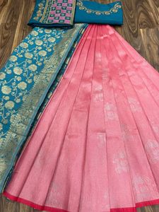 Kanjiveram Silk zari lehanga พร้อมเสื้อปักลาย duppta!! - Product Image 5