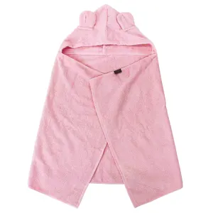 [도매 제품] 오사카 일본 후드 목욕 타월 어린이 100% 코튼 60cm * 120cm 코튼 테리 천 낮은 MOQ 핑크