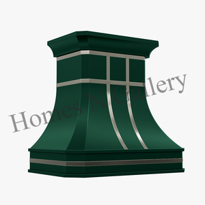 Cubierta de Campana Extractora de Cocina de Acero Inoxidable con Pátina Verde Antigua, Hecha a Mano y Personalizada, para Campana Extractora de Pared o Isla de Cocina - Product Image 1