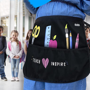 Delantales cortos de servidor de enseñanza para profesores al por mayor, delantal de cintura de camarera de algodón con bolsillos - Product Image 3