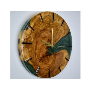Incrustation de résine bleue et bois de manguier fissuré meilleure qualité Design unique horloge murale en bois/montre murale décoration murale - Product Image 2