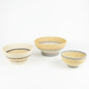 Bol rond en jonc de mer tressé à la main, style bohème, avec bordure bicolore, pour table à manger, bol empilable, bol de rangement décoratif - Product Image 5