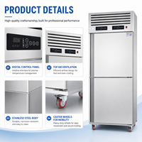 Réfrigérateur-congélateur vertical commercial à double température de 500 L en acier inoxydable avec compresseur Embraco