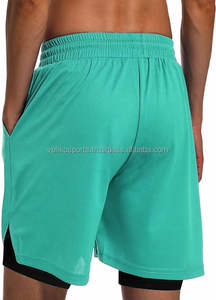 Casual Style 2-in-1 Double Layer <b>Shorts</b> High Quality Mid Solid Canvas Custom Branding <b>Zipper</b> Fly Breathable Quick Dry XS Size - Product Image 3