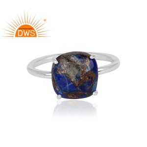 Meilleures ventes Bague empilable en argent sterling naturel Mojave cuivre Lapis Lazuli pierres précieuses fabricant de bijoux - Product Image 2
