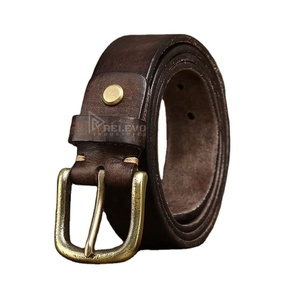 Ceinture décontractée réversible en cuir véritable avec boucle à ardillon, ceintures en cuir véritable avec boucle en alliage - Product Image 1