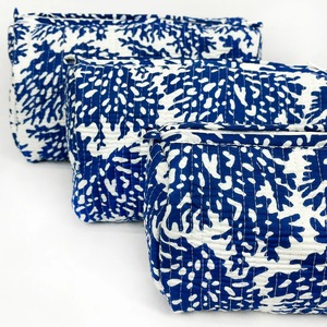 Juego de bolsa acolchada de algodón con cremallera de estilo Vintage, respetuosa con el medio ambiente, resistente al agua, gran capacidad, almacenamiento de cosméticos para maquillaje de viaje - Product Image 1