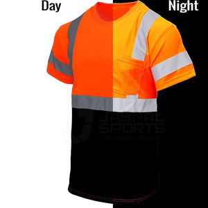 เสื้อยืดนิรภัยแบบสตรีทแวร์สำหรับผู้ชาย แถบสะท้อนแสง Hi-Vis มองเห็นได้ชัดเจน แขนสั้น ผ้าฝ้าย 100% - Product Image 2