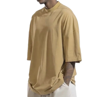 Camiseta de Algodón Grueso Negra Lisa de Alta Calidad para Hombre, Estilo Urbano, 100% Algodón Suave, 240 GSM, Talla Grande, Transpirable