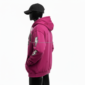 400 GSM Heavy Fleece Zipper Hoodie Doux Brossé Coton Tissu Personnalisé Broderie Logo Magenta Couleur Zip basics Hoodie - Product Image 2